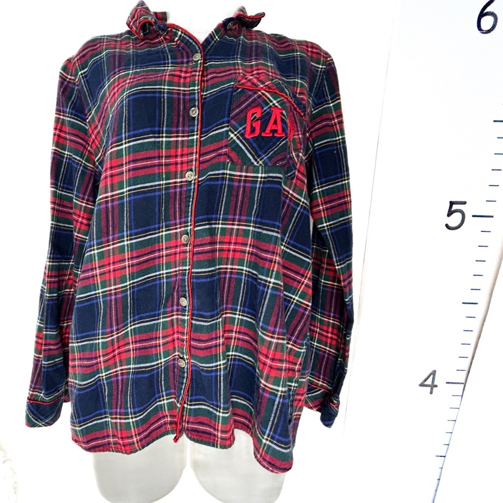 Gap + Pendleton Navy Red Plaid‎ Soft Cotton Pajama Top Shirt Medium